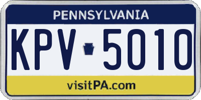 PA license plate KPV5010