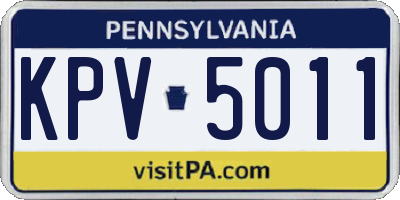 PA license plate KPV5011