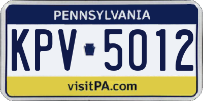PA license plate KPV5012