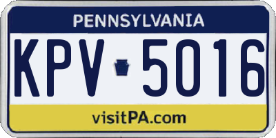 PA license plate KPV5016
