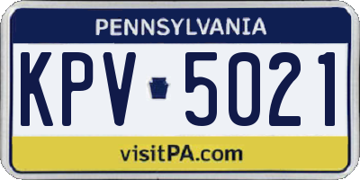 PA license plate KPV5021
