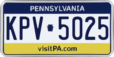 PA license plate KPV5025