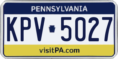 PA license plate KPV5027