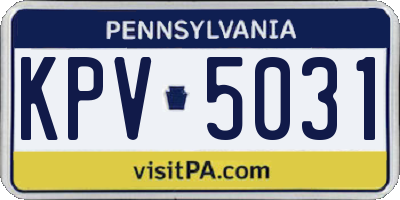 PA license plate KPV5031