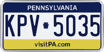 PA license plate KPV5035