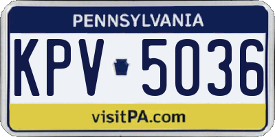 PA license plate KPV5036