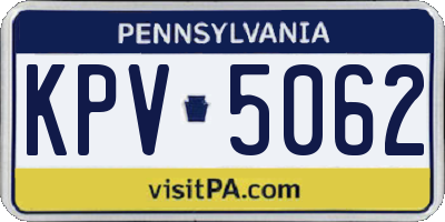 PA license plate KPV5062