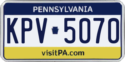 PA license plate KPV5070