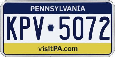 PA license plate KPV5072