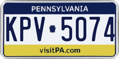 PA license plate KPV5074