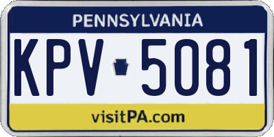 PA license plate KPV5081
