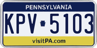 PA license plate KPV5103