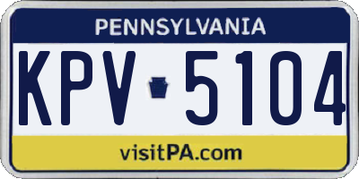 PA license plate KPV5104
