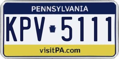 PA license plate KPV5111