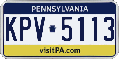 PA license plate KPV5113