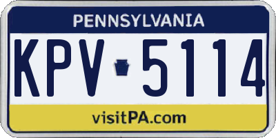 PA license plate KPV5114
