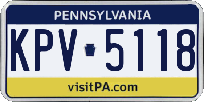 PA license plate KPV5118