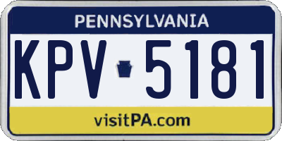PA license plate KPV5181