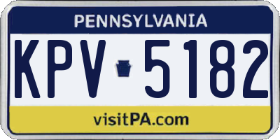 PA license plate KPV5182