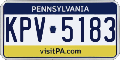 PA license plate KPV5183