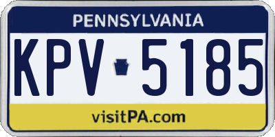 PA license plate KPV5185