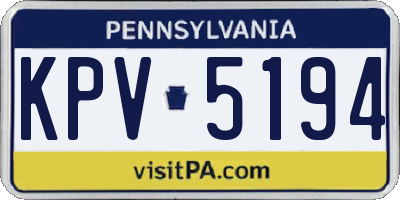 PA license plate KPV5194