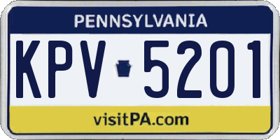 PA license plate KPV5201