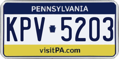 PA license plate KPV5203