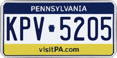 PA license plate KPV5205