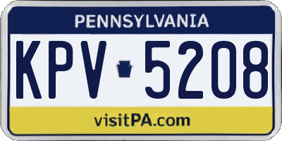 PA license plate KPV5208