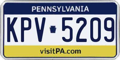PA license plate KPV5209