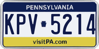 PA license plate KPV5214