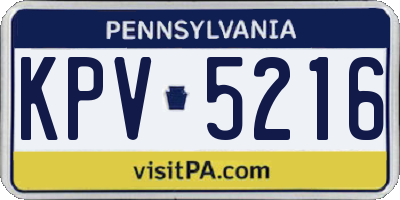 PA license plate KPV5216