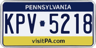 PA license plate KPV5218