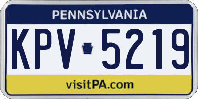 PA license plate KPV5219