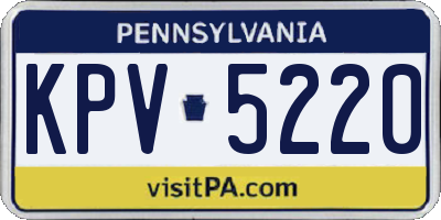 PA license plate KPV5220
