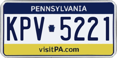 PA license plate KPV5221