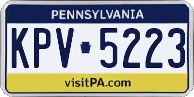 PA license plate KPV5223