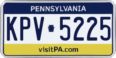 PA license plate KPV5225