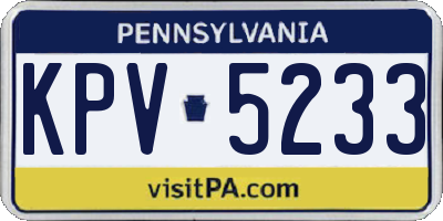 PA license plate KPV5233