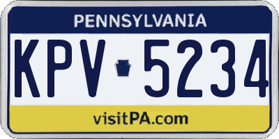 PA license plate KPV5234