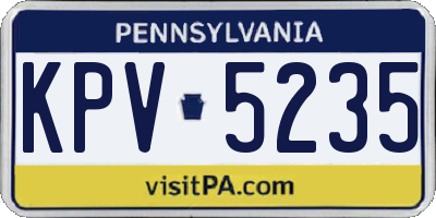 PA license plate KPV5235