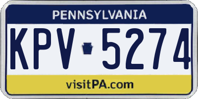 PA license plate KPV5274