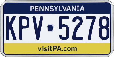 PA license plate KPV5278