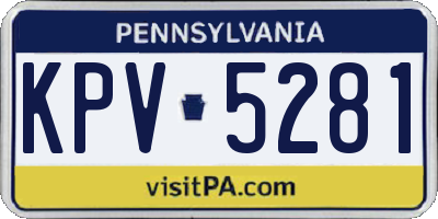 PA license plate KPV5281
