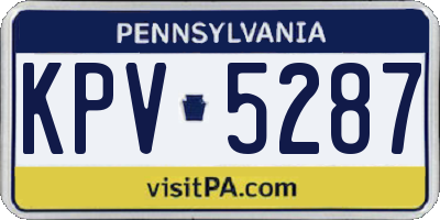 PA license plate KPV5287