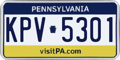 PA license plate KPV5301