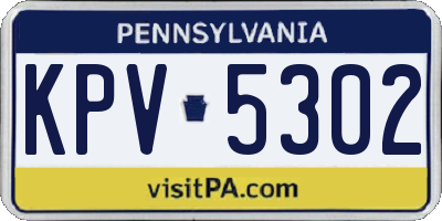 PA license plate KPV5302