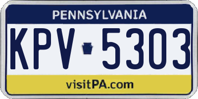 PA license plate KPV5303