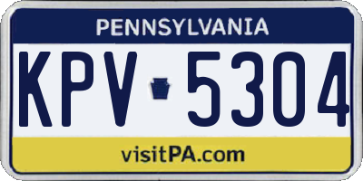 PA license plate KPV5304